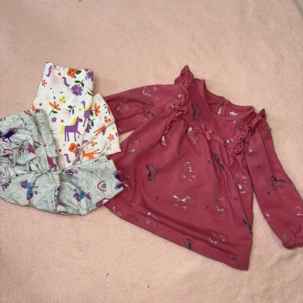 Baby Girl’s Unicorn 3 Piece Bundle Pink Floral Unicorn - 6 Months